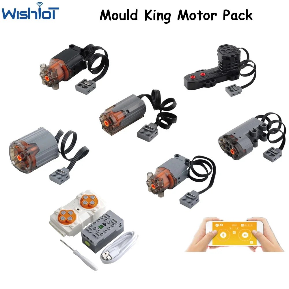 Kalıp kral APP uzaktan kumanda motorlu araba parçaları M L XL Servo Motor Buggy Motor MOC yapı taşları 8883 88003 8882 88004