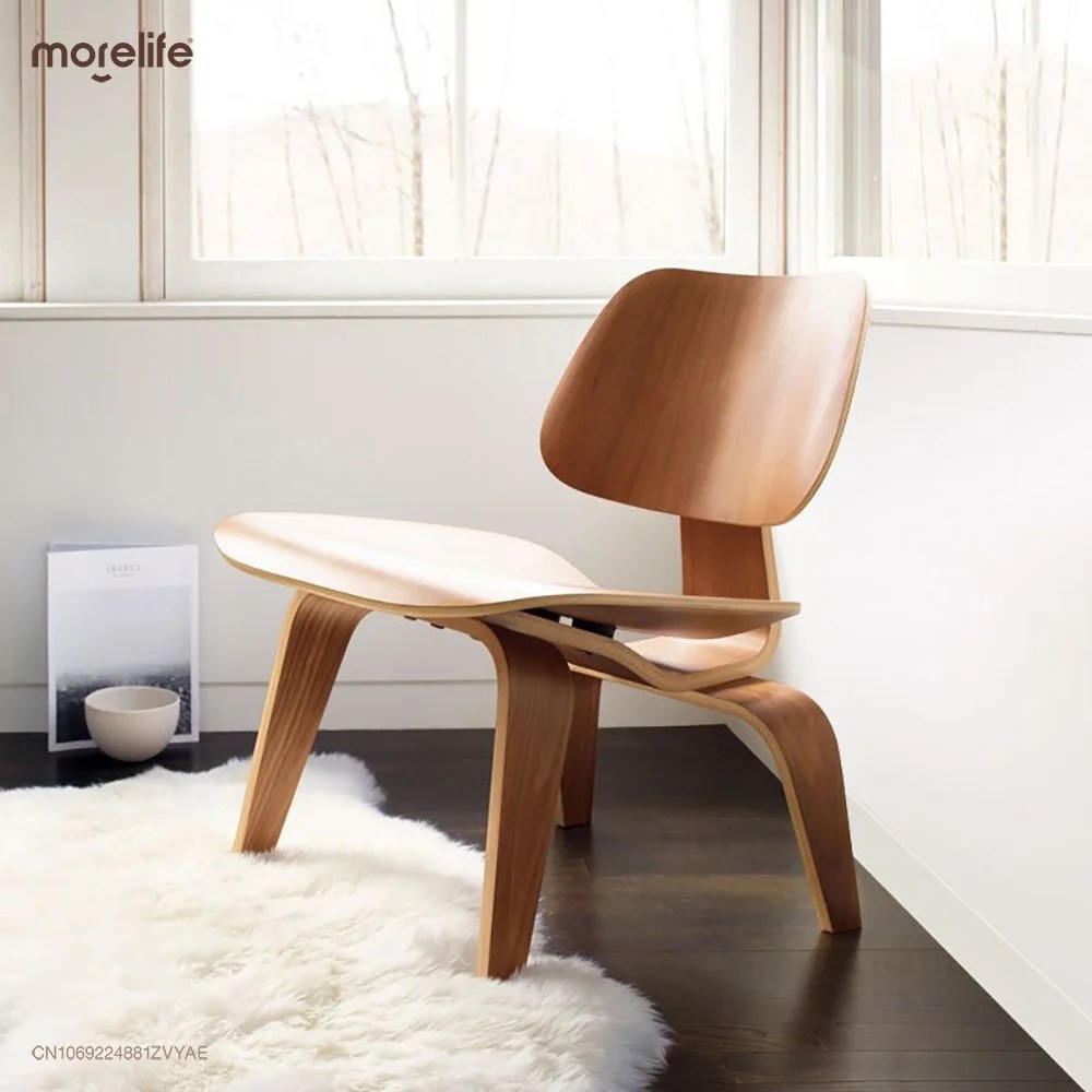 Kalıplı kontrplak basit eğlence sandalye koltuk ahşap bacaklar doğal oturma odası yüzyıl ahşap çoğaltma Accent sandalyeler ev mobilya