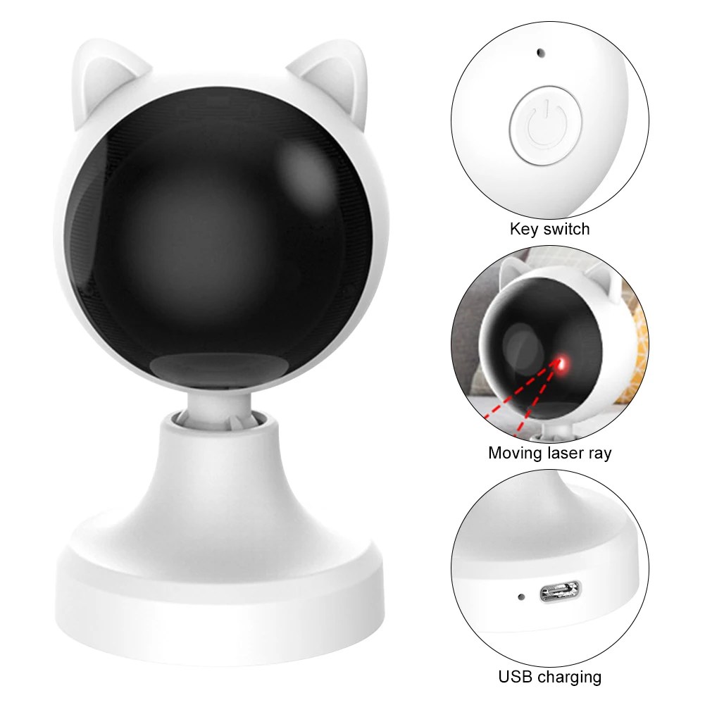 Kapalı kediler için otomatik kedi lazer oyuncak, yavru kedi/köpekler için interaktif kedi oyuncaklar, hızlı/yavaş modu, ayarlanabilir çizerek aralıkları - Görsel 2
