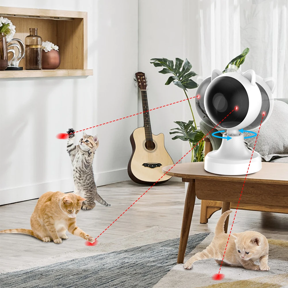 Kapalı kediler için otomatik kedi lazer oyuncak, yavru kedi/köpekler için interaktif kedi oyuncaklar, hızlı/yavaş modu, ayarlanabilir çizerek aralıkları