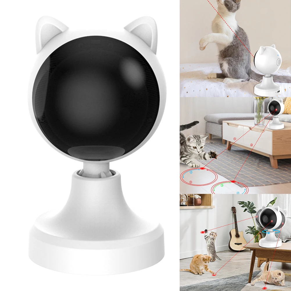 Kapalı kediler için otomatik kedi lazer oyuncak, yavru kedi/köpekler için interaktif kedi oyuncaklar, hızlı/yavaş modu, ayarlanabilir çizerek aralıkları