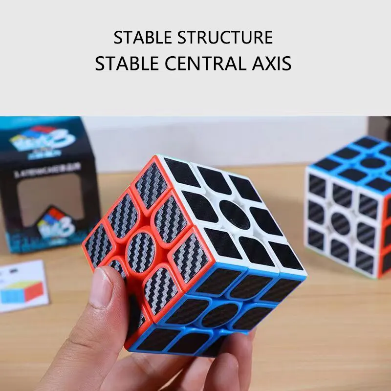 Karbon Fiber etiket 3x3x3 sihirli küp profesyonel hız Cubo Magico eğitim hediyeler çocuklar parmak dekompresyon bulmaca oyuncaklar