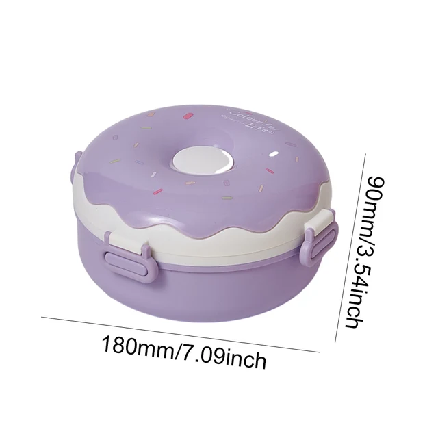 Karikatür Donuts taşınabilir yemek kabı bebek çocuk öğrenci açık kamp piknik gıda konteyner Bento kutusu plastik yemek kabı