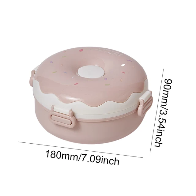 Karikatür Donuts taşınabilir yemek kabı bebek çocuk öğrenci açık kamp piknik gıda konteyner Bento kutusu plastik yemek kabı