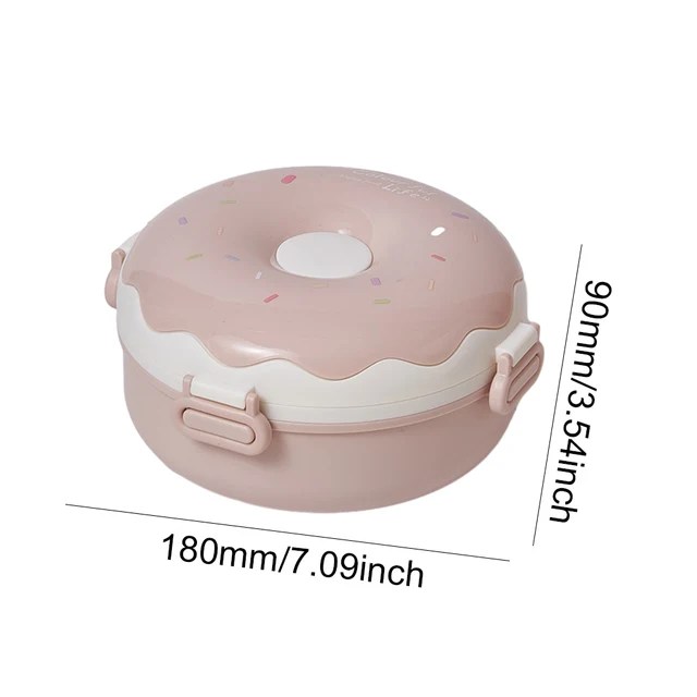 Karikatür Donuts taşınabilir yemek kabı bebek çocuk öğrenci açık kamp piknik gıda konteyner Bento kutusu plastik yemek kabı - Görsel 7