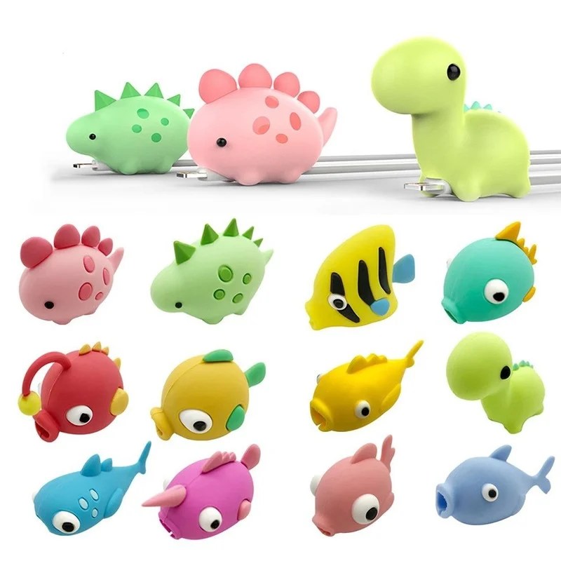 Karikatür hayvan kablosu koruma için iPhone USB kablosu durumda bobin sarıcı koruyucu şarj kablosu koruyucu komik kablo bebek oyuncak