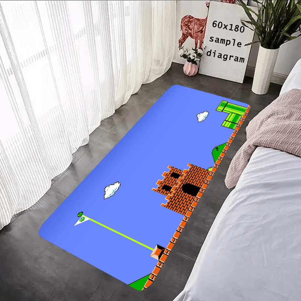 Karikatür m-mario-bros oyun kat Mat grafik baskılı pazen banyo mutfak giriş halı ev dekor için paspas