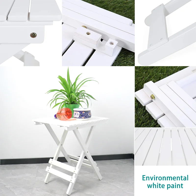 Katlanır kare masa, kare beyaz Modern ev dekorasyonu sehpa oturma odası, yatak odası ve balkon, montajı kolay
