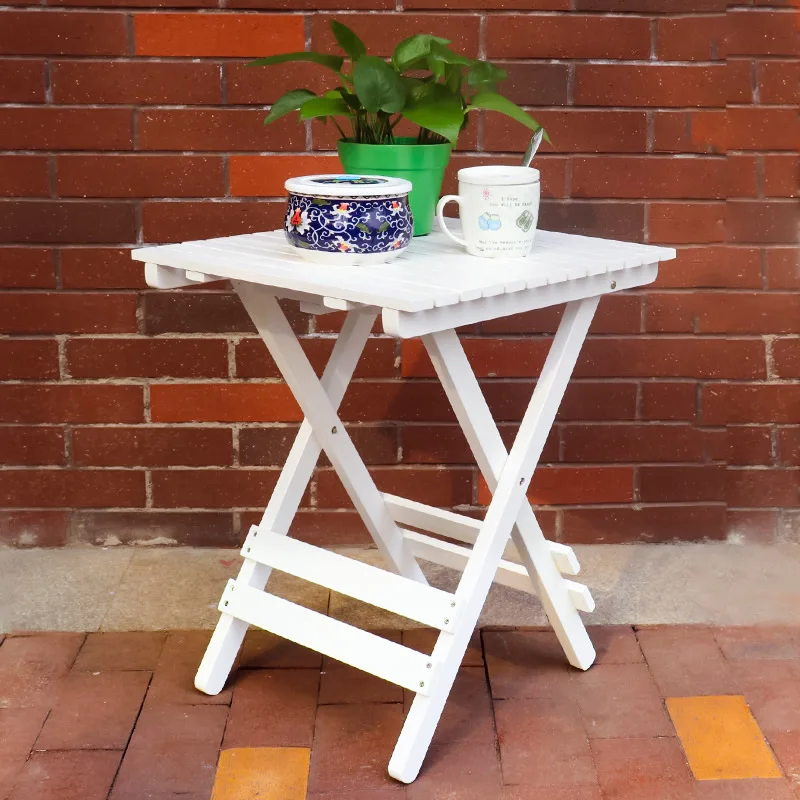 Katlanır kare masa, kare beyaz Modern ev dekorasyonu sehpa oturma odası, yatak odası ve balkon, montajı kolay