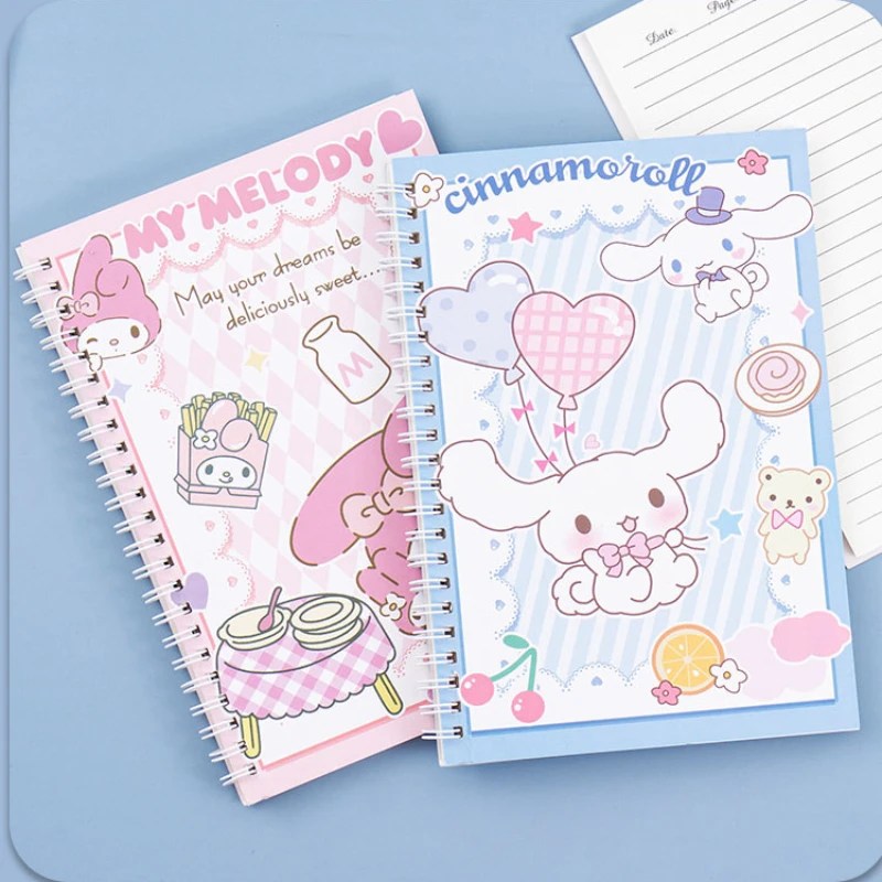 Kawaii Sanrio Coil mi bobin dizüstü A5 dizüstü egzersiz kitabı kız sevimli kırtasiye Learning moroll öğrenme kırtasiye not defteri günlüğü - Görsel 2