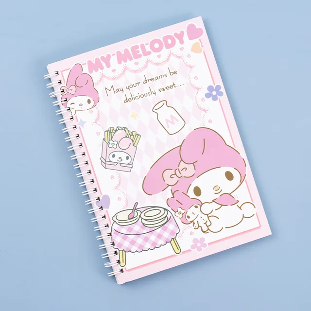 Kawaii Sanrio Coil mi bobin dizüstü A5 dizüstü egzersiz kitabı kız sevimli kırtasiye Learning moroll öğrenme kırtasiye not defteri günlüğü