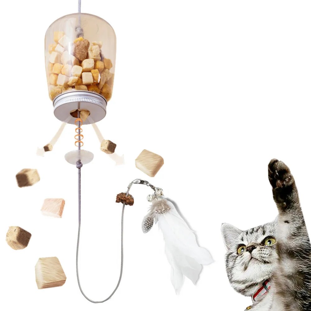 Kedi oyuncak interaktif kediler kaçak gıda tüy oyuncaklar çan asılı kapı çizik halat evcil mama besleyici dağıtıcı yavru cattoy oyuncak