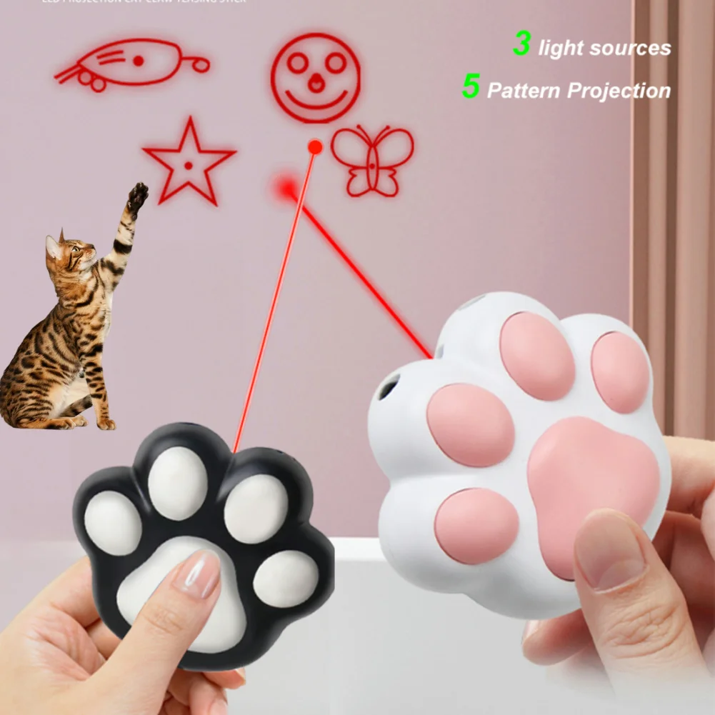 Kedi oyuncaklar 5 ayarlanabilir desenler eğitim Chaser interaktif oyuncak USB şarj edilebilir kedi lazer oyuncak kapalı kediler köpekler için evcil