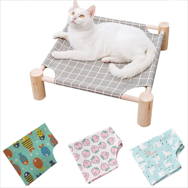 Kedi ve köpek hamak yatak ahşap kedi hamak yükseltilmiş soğutma yatağı ayrılabilir taşınabilir kapalı açık Pet yatak uygun
