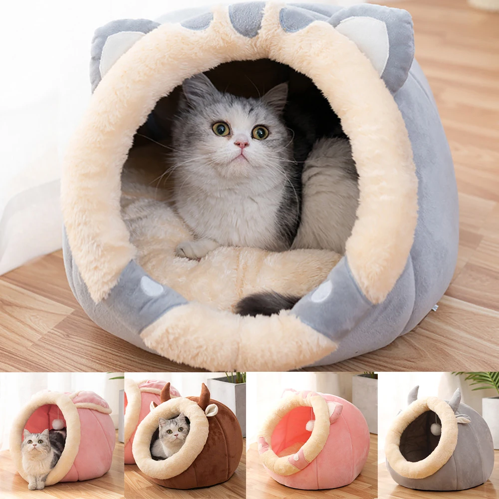 Kedi yatak ev kulübesi yuva yuvarlak evcil uyku mağara yavru yatak Pet sepet rahat yavru salon yastık kedi evi çadır köpek evi