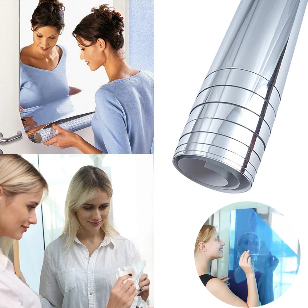 Kendinden yapışkanlı ayna duvar Sticker yumuşak akrilik malzeme banyo ev odası banyo dekor sopa kolay pürüzsüz tam vücut ayna
