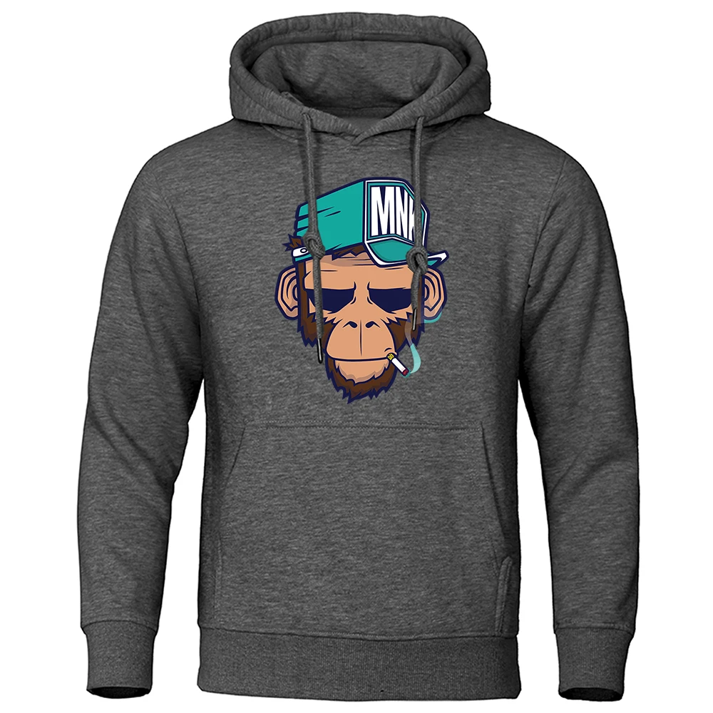 Kişilik sigara maymun Hoodie Mens Y2K sıcak kazak Hip Hop Hoodies rahat polar Streetwear bahar sonbahar yeni Hoody