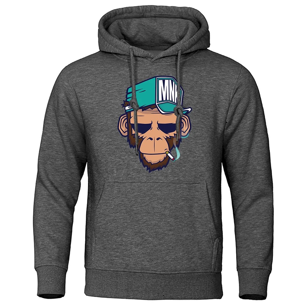 Kişilik sigara maymun Hoodie Mens Y2K sıcak kazak Hip Hop Hoodies rahat polar Streetwear bahar sonbahar yeni Hoody - Görsel 2