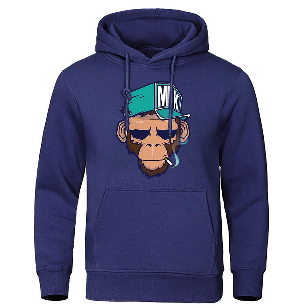 Kişilik sigara maymun Hoodie Mens Y2K sıcak kazak Hip Hop Hoodies rahat polar Streetwear bahar sonbahar yeni Hoody - Görsel 3