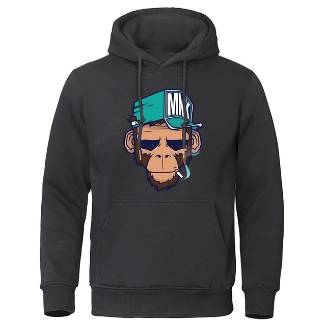 Kişilik sigara maymun Hoodie Mens Y2K sıcak kazak Hip Hop Hoodies rahat polar Streetwear bahar sonbahar yeni Hoody - Görsel 9