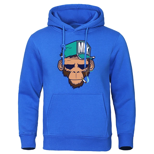 Kişilik sigara maymun Hoodie Mens Y2K sıcak kazak Hip Hop Hoodies rahat polar Streetwear bahar sonbahar yeni Hoody