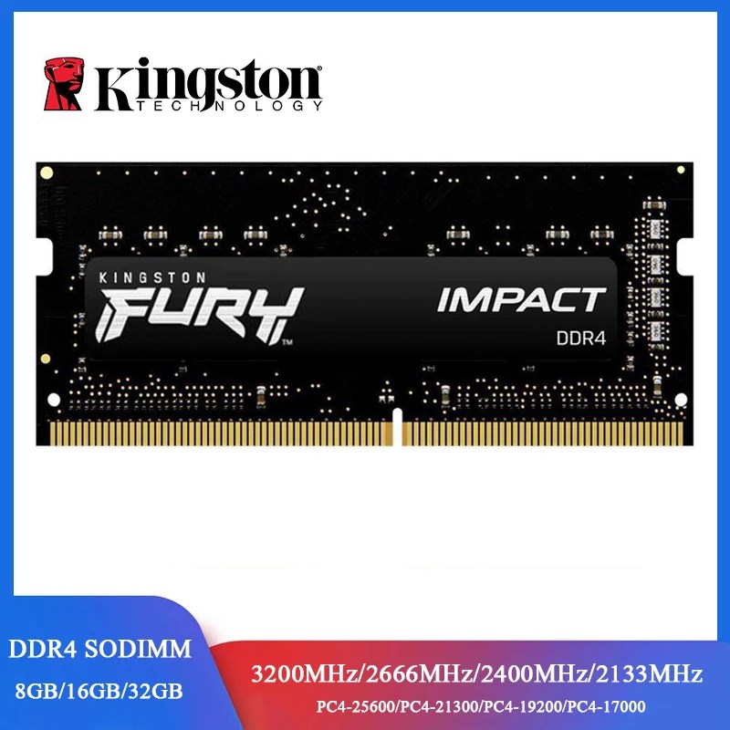 Kingston FURY darbe DDR4 RAM 32 16 8GB 3200MHz 2400 2666MHz SODIMM bellek 260Pin SODIMM PC4-19200 21300 25600 DDR4 dizüstü RAM