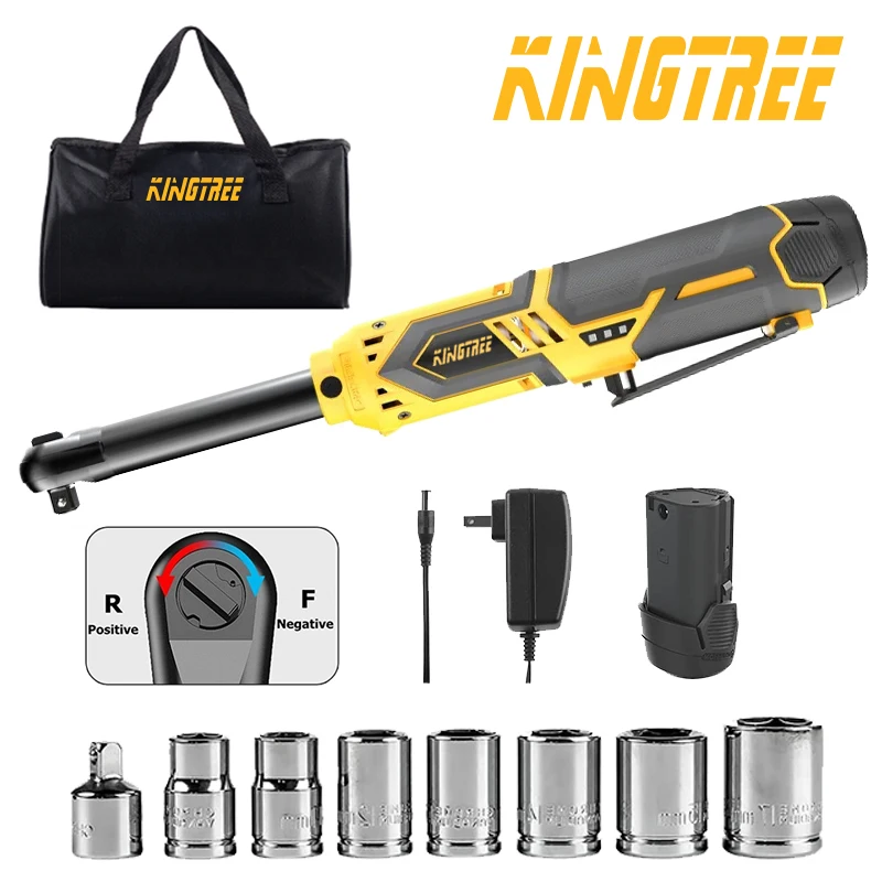 Kingtree akülü elektrikli şarj anahtarı 12V genişletilmiş 6 "başkanı cırcır anahtarı lityum pil el aracı yüksek tork güç araçları