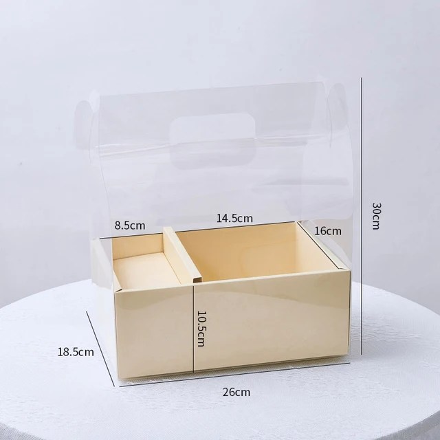 Kolu ile taşınabilir şeffaf Pvc hediye çiçek kutusu çiçekçi çiçekler sarma çanta düğün doğum günü partisi hediye ambalaj kutuları - Görsel 8