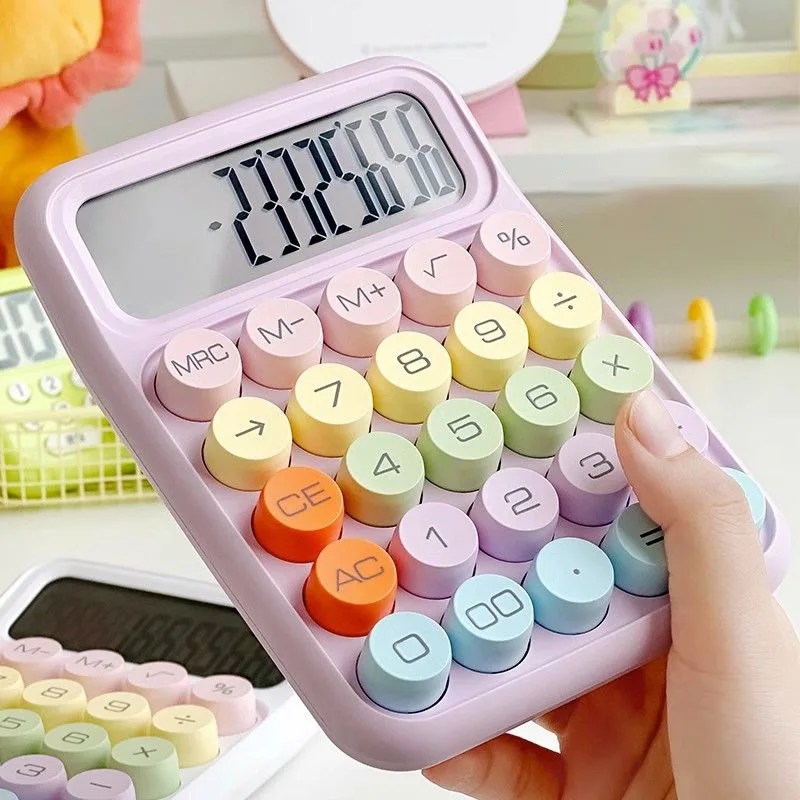 Kore Kawaii hesap karikatür şeker renk sessiz mekanik klavye masaüstü finansal ve muhasebe öğrenme hesap