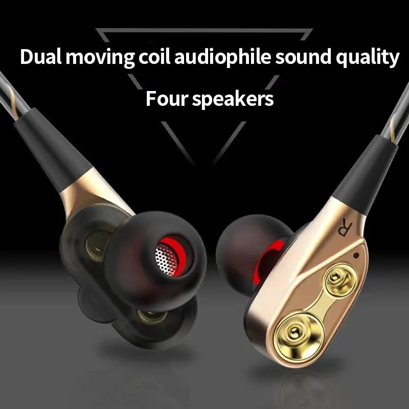 Kulak içi patlayıcı çift hareketli bobin kulaklıklar Subwoofer çapraz sınır tel şok edici ses ile kontrollü ateş Hifi kulaklıklar