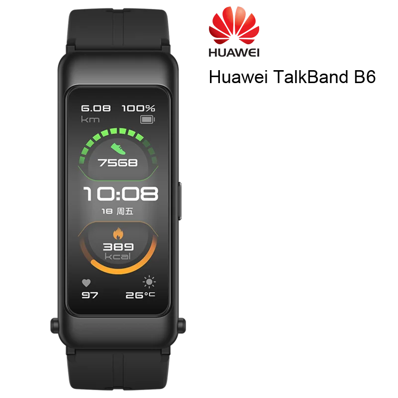 Kullanılan Huawei TalkBand B6 konuşma bandı Bluetooth akıllı bilezik spor bilekliği dokunmatik AMOLED ekran çağrı kulaklık bant telefon
