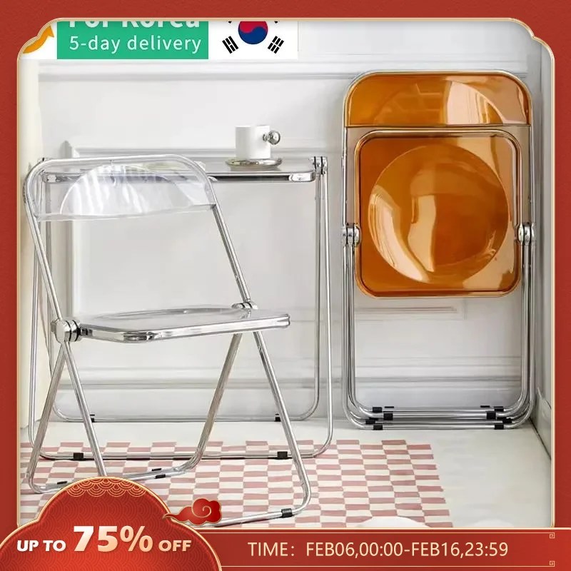 Kuzey avrupa katlanır yemek sandalyesi ev Minimalist Modern giyim mağazası dışkı arkalığı akrilik INS şeffaf fotoğraf sandalye