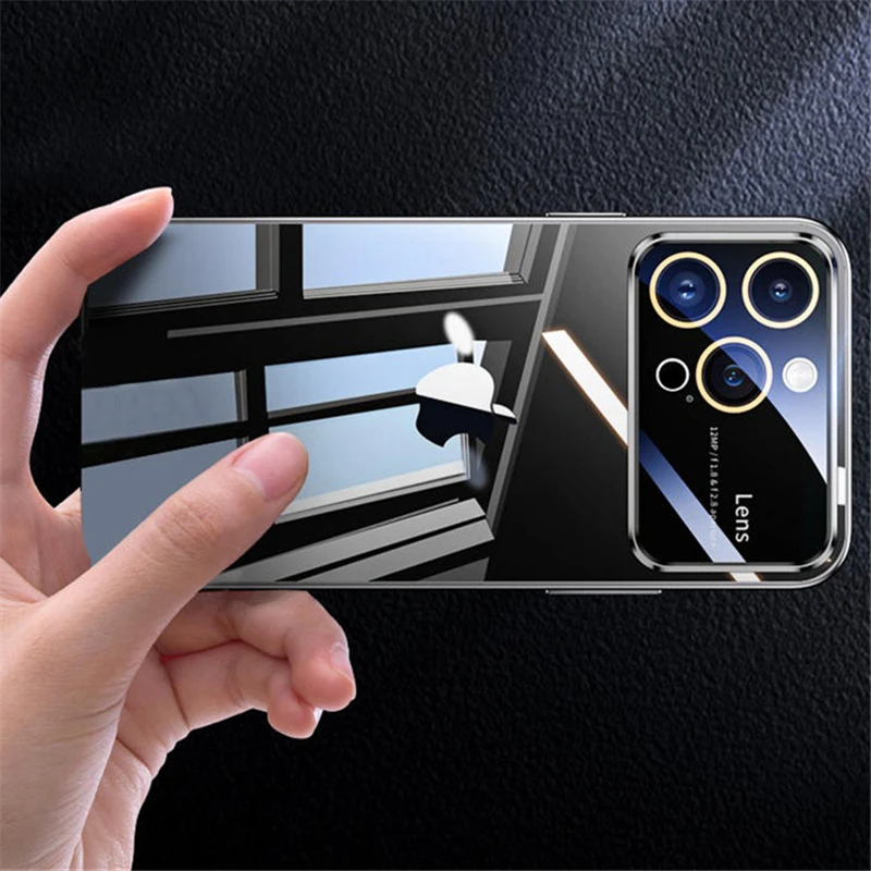 Lüks kaplama temizle sert PC cam Lens kamera koruma kılıfı iPhone 15 13 11 12 14 Pro Max şeffaf tampon tam kapak