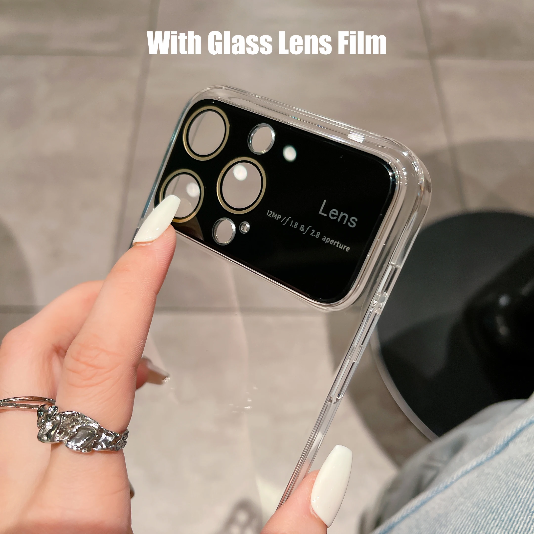 Lüks kaplama temizle sert PC cam Lens kamera koruma kılıfı iPhone 15 13 11 12 14 Pro Max şeffaf tampon tam kapak - Görsel 6