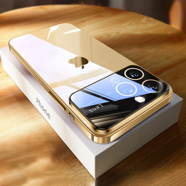 Lüks kaplama temizle sert PC cam Lens kamera koruma kılıfı iPhone 15 13 11 12 14 Pro Max şeffaf tampon tam kapak