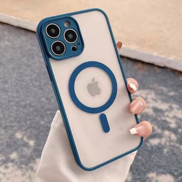 Lüks manyetik kablosuz şarj için Magsafe durumda iPhone 15 14 13 12 11 Pro X XR XS Max 7 8 artı darbeye yumuşak tampon kapak - Görsel 7