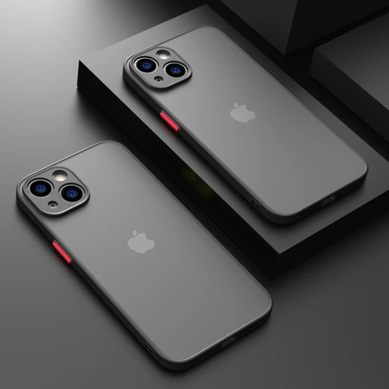 Lüks mat şeffaf TPU kare telefon kılıfı için iPhone 15 14 13 12 11 Pro Max Mini XS XR X 8 artı SE 2020 ihard sert PC kapak - Görsel 5