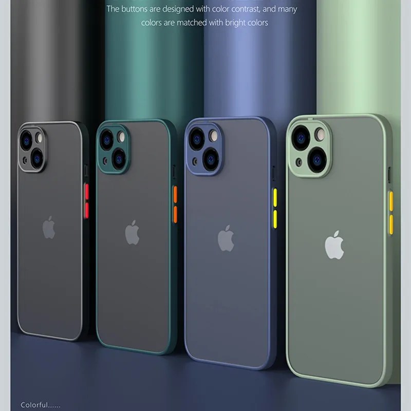 Lüks mat şeffaf TPU kare telefon kılıfı için iPhone 15 14 13 12 11 Pro Max Mini XS XR X 8 artı SE 2020 ihard sert PC kapak - Görsel 6