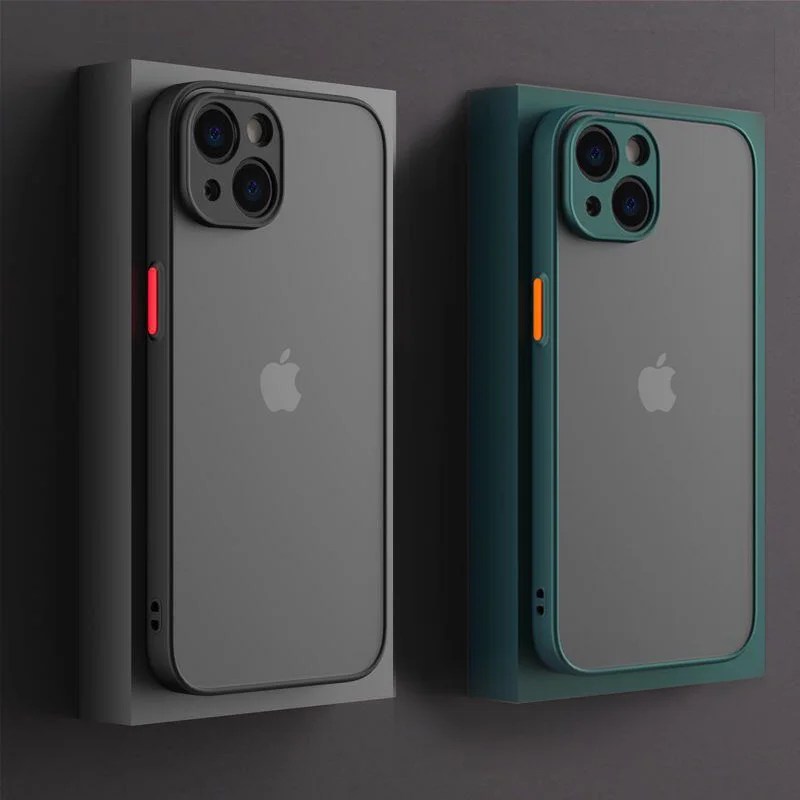 Lüks mat şeffaf TPU kare telefon kılıfı için iPhone 15 14 13 12 11 Pro Max Mini XS XR X 8 artı SE 2020 ihard sert PC kapak - Görsel 1