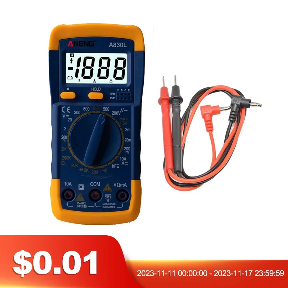 LCD dijital multimetre A830L AC DC gerilim diyodu Freguency Multitester akım test cihazı ışıklı ekran zil fonksiyonu ile