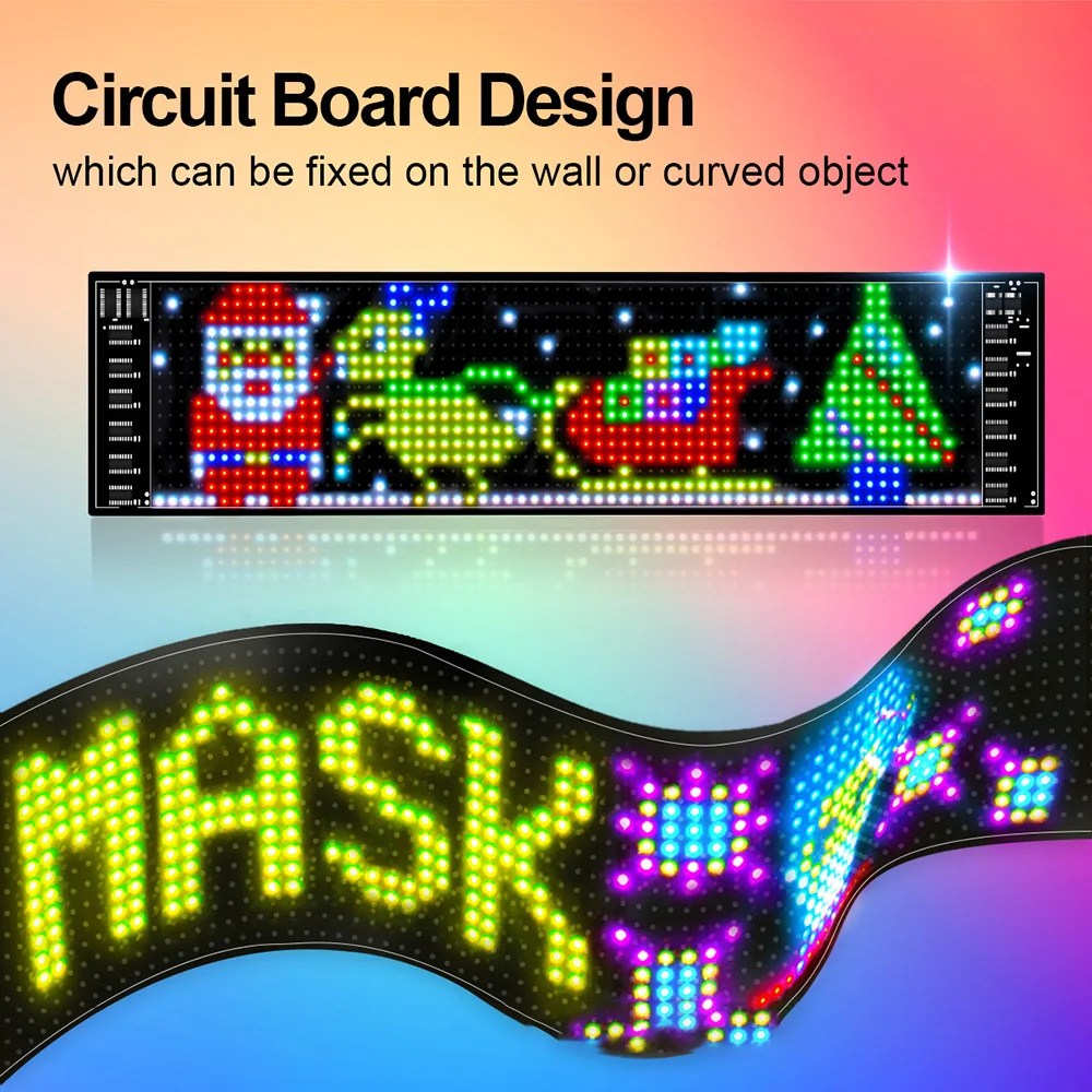 LED Ultra ince ve esnek USB araç reklam ekranı Bluetooth tam renkli elektronik yumuşak ekran LED araba işareti ekran