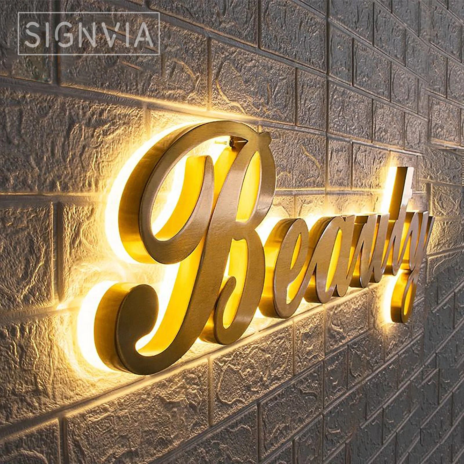 LED reklam kapı kafa gece lambası işareti özel kapalı ve açık su geçirmez 3D Metal aydınlık mektup numarası plaka logosu