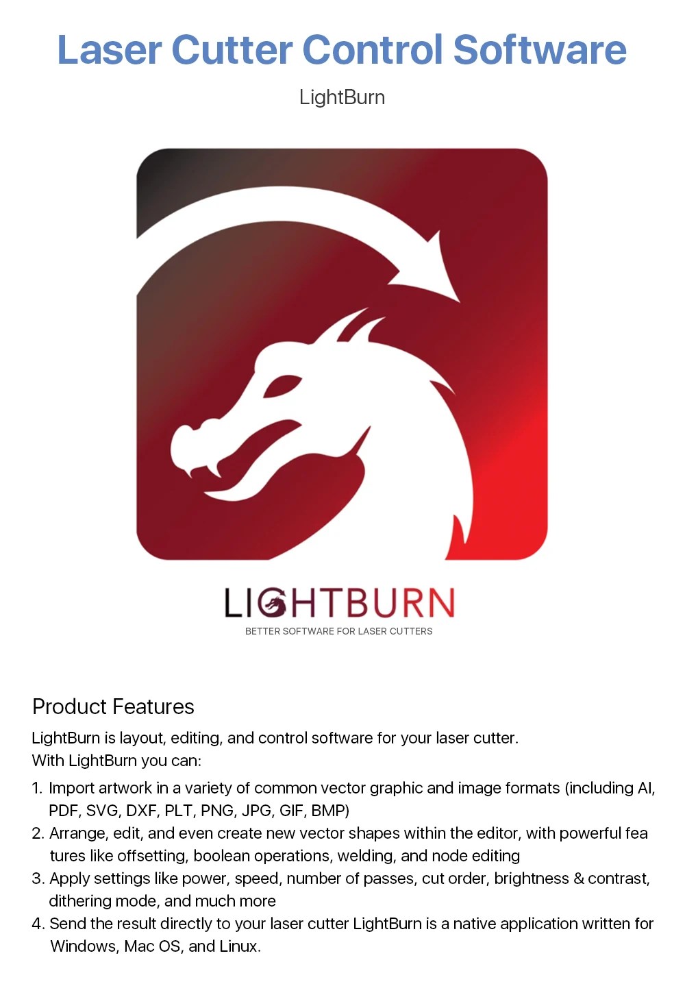 Lazer gravür kesme makinesi Ortur Aufero x-aracı TwoTrees Sclupful Gcode tüm markalar için LightBurn kontrol yazılımı lisansı