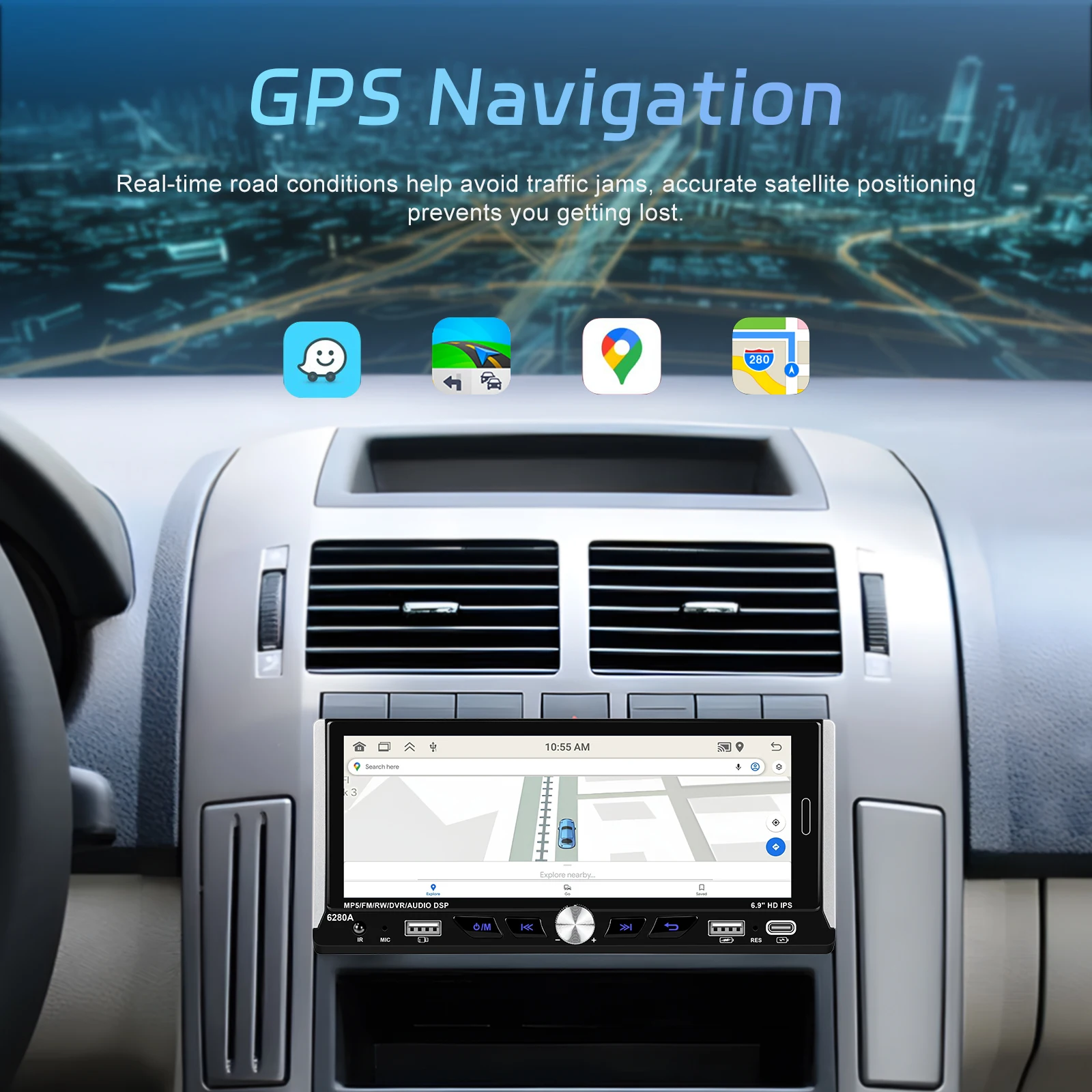 LeeKooLuu 6.9 "2.5D IPS Android 13.0 araba radyo 1 Din merkezi multimedya oynatıcı 2G + 64G GPS Stereo Bluetooth Carplay Android oto - Görsel 3
