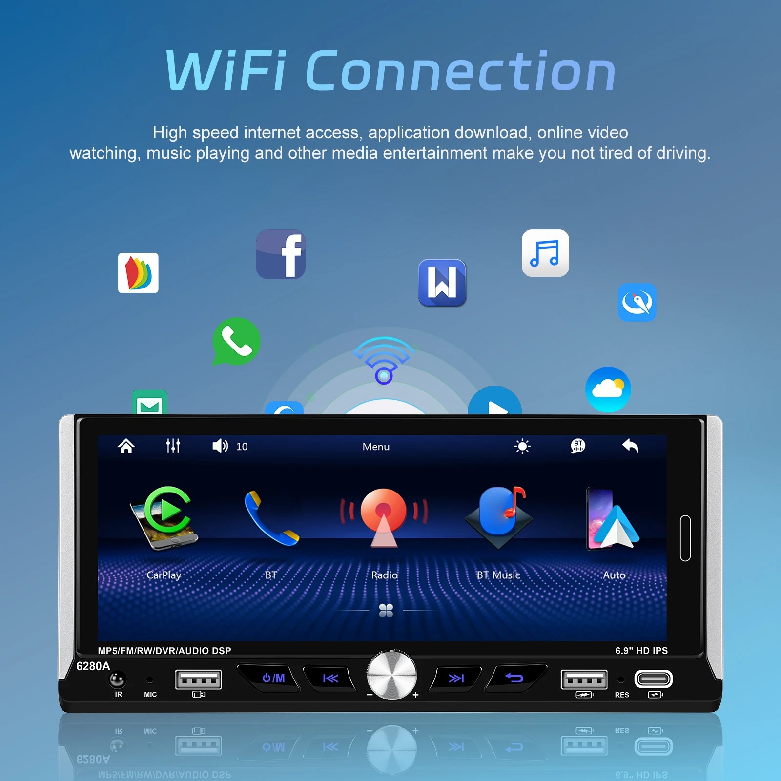 LeeKooLuu 6.9 "2.5D IPS Android 13.0 araba radyo 1 Din merkezi multimedya oynatıcı 2G + 64G GPS Stereo Bluetooth Carplay Android oto - Görsel 4