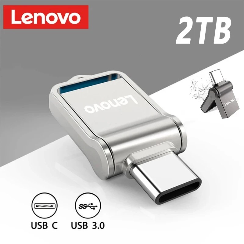 Lenovo Flash sürücü 2TB USB 3.0 1TB yüksek hızlı tip-c arayüzü sürücü çift kullanımlı Flash U Disk bellek cep telefonu bilgisayar için