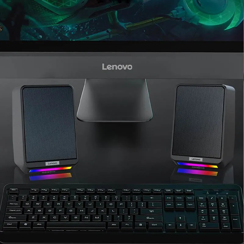 Lenovo TS38 kablolu masaüstü hoparlörler 3.5mm USB Stereo Surround müzik RGB bilgisayar PC hoparlörler için oyun hoparlörler ses çubuğu - Görsel 2