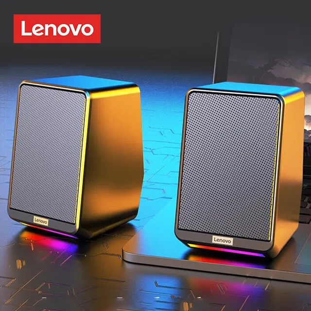 Lenovo TS38 kablolu masaüstü hoparlörler 3.5mm USB Stereo Surround müzik RGB bilgisayar PC hoparlörler için oyun hoparlörler ses çubuğu