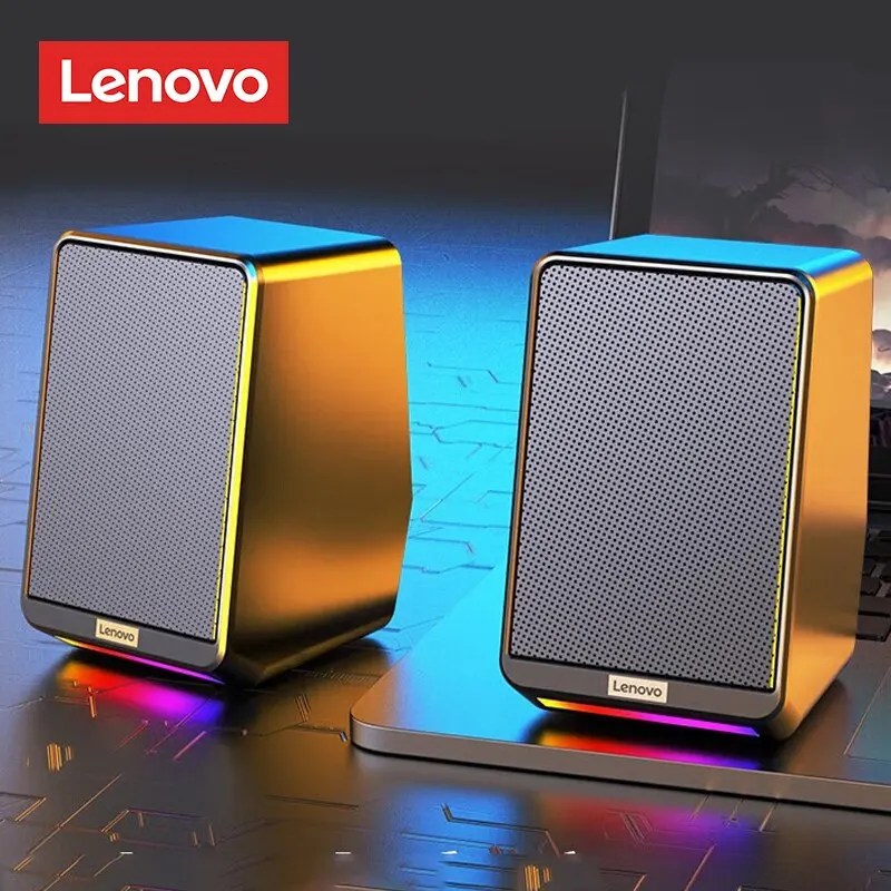 Lenovo TS38 kablolu masaüstü hoparlörler 3.5mm USB Stereo Surround müzik RGB bilgisayar PC hoparlörler için oyun hoparlörler ses çubuğu
