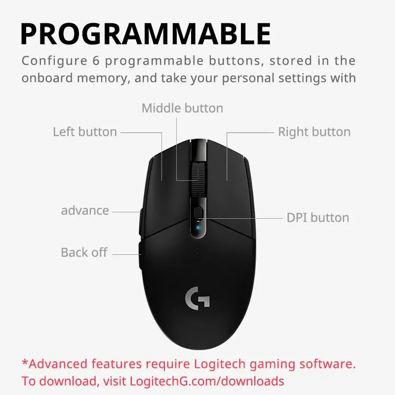 Logitech G304 kablosuz fare oyun Esports çevre programlanabilir ofis masaüstü dizüstü fare LOL